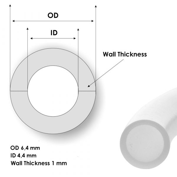 PTFE tube 4,4 mm x 6,4 mm