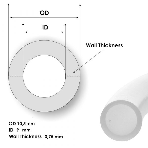 PTFE tube 9 mm x 10,5 mm